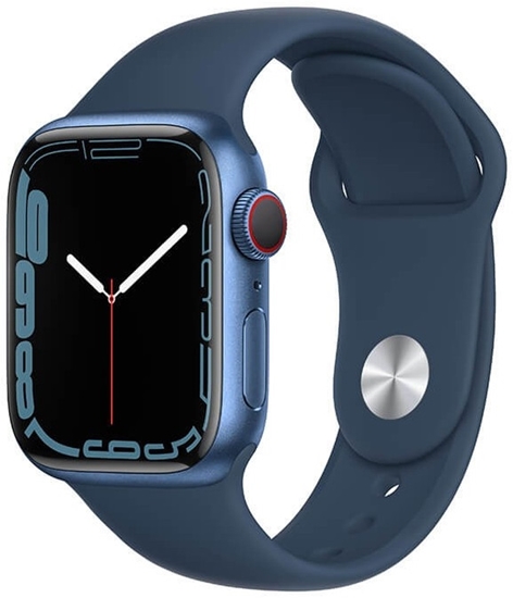 Изображение Apple Watch 7 GPS + Cellular 41mm Sport Band, blue/abyss blue (MKHU3EL/A)