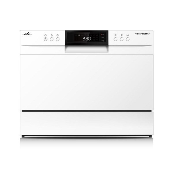 Изображение Table | Dishwasher | ETA138490000F | Width 55 cm | Number of place settings 6 | Number of programs 8 | Energy efficiency class F | Display | White