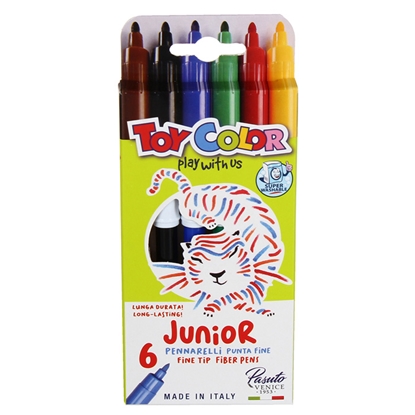 Изображение Flomasteri Toy Color Junior 2mm 6-krāsas