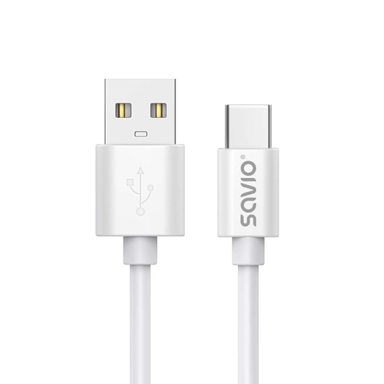 Изображение USB cable 2 m USB 2.0, USB A - USB C White SAVIO CL-168