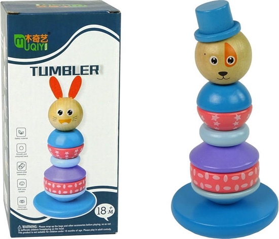 Изображение Lean Sport Drewniana Edukacyjna Piramidka Pies Z Kapeluszem Balansujca Wiea