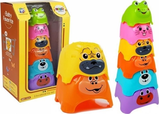 Изображение Lean Sport Import LEANToys Piramidka dla Niemowlaka Zwierztka Kubeczki