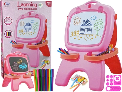 Picture of Lean Sport Import LEANToys Tablica Dwustronna Magnetyczna Kredowa Róowa Szablony