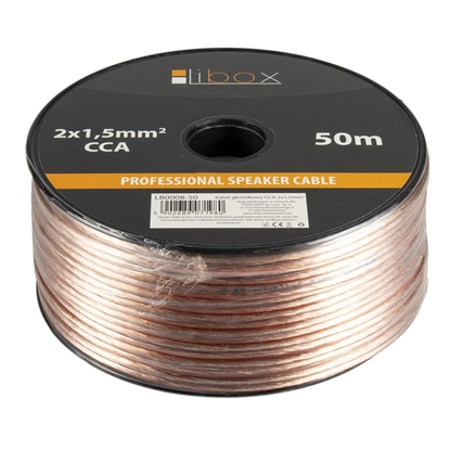 Attēls no Libox Kabel głośnikowy 2x1,50mm LB0008-50 audio cable 50 m Transparent