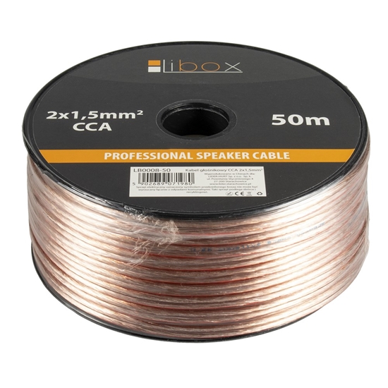 Picture of Libox Kabel głośnikowy 2x1,50mm LB0008-50 audio cable 50 m Transparent