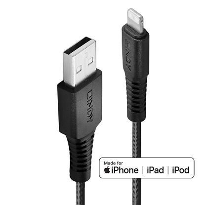 Attēls no Lindy 0.5m Reinforced USB Type A to Lightning Cable