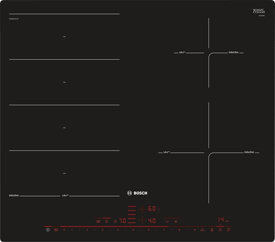 Изображение Bosch Serie 8 PXE601DC1E hob Black Built-in Zone induction hob 4 zone(s)