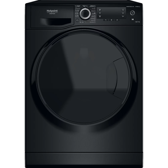 Изображение Hotpoint | Washing Machine With Dryer | NDD 11725 BDA EE | Energy efficiency class E | Front loading | Washing capacity 11 kg | 1551 RPM | Depth 61 cm | Width 60 cm | Display | LCD | Drying system | Drying capacity 7 kg | Steam function | Black