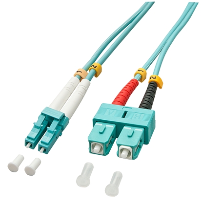 Picture of Lindy 2.0m OM3 LC - SC Duplex fibre optic cable 2 m Turquoise