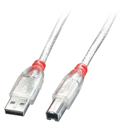 Attēls no Lindy USB 2.0 cable Type A/B, transparent, 0.5m