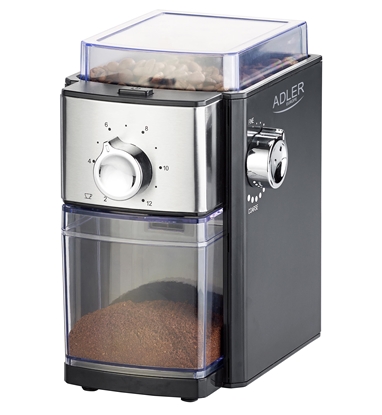 Attēls no Adler Coffee Grinder AD 4448 300 W, Coffee beans capacity 250 g, Number of cups 12 per container pc(s), Black