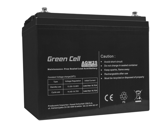 Picture of GREENCELL Battery AGM 12V 75 Ah