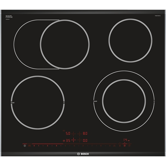 Picture of Bosch Serie 8 PKN675DP1D hob Black, Stainless steel Built-in Ceramic 4 zone(s)