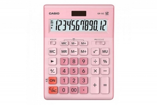 Picture of CASIO CALCULATOR GR-12C-PK OFFICE PINK, 12-DIGIT DISPLAY
