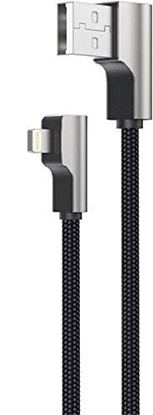 Picture of CB-AL01 OEM kabel 90° Lightning - USB-A 2m MFi Apple kątowy wtyki 90 stopni nylonowy oplot czarny