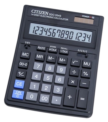 Picture of CITIZEN CALCULATOR OFFICE SDC-554S, 14-DIGIT,199X153MM, BLACK