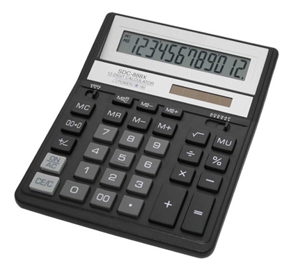 Picture of CITIZEN CALCULATOR OFFICE SDC-888XBK, 12-DIGIT, 203X158MM, BLACK