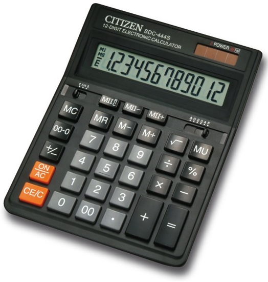 Picture of CITIZEN CALCULATOR OFFICE SDC-444S, 12-DIGIT, 199X153MM, BLACK