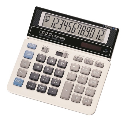 Picture of CITIZEN CALCULATOR SDC-868L OFFICE 12-DIGIT, 154X152MM, BLACK AND WHITE