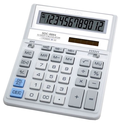 Picture of CITIZEN CALCULATOR OFFICE SDC-888XWH, 12-DIGIT, WHITE