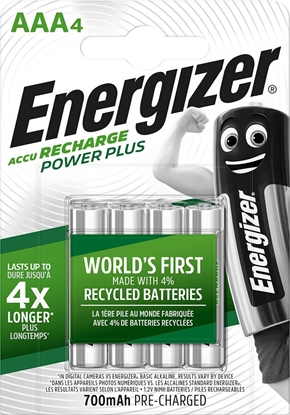 Picture of ENERGIZER BATTERY Accu Recharge Power Plus 700 mAh AAA HR3/4 Rechargeable, 4 pieces