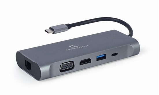 Picture of Gembird USB Type-C 7-in-1 Multi-Port Adapter + Card Reader Space Grey