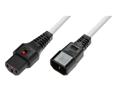 Изображение Kabel przedłużający zasilający blokada IEC LOCK 3x1mm2 C14/C13 prosty M/Ż 3m biały
