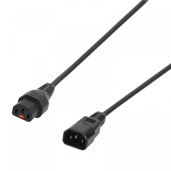 Изображение Kabel przedłużający zasilający blokada IEC LOCK 3x1mm2 C14/C13 prosty M/Ż 5m Czarny