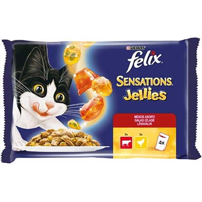 Picture of Konservi kaķiem Felix Sensations Jellies gaļas 4*85g