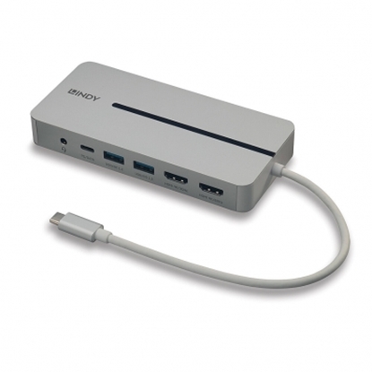 Изображение Lindy DST-Pro M, USB-C Laptop Docking Station for PCs and M1/M2 Macs, Dual Display (4K) & 100W Pass-Through Charging
