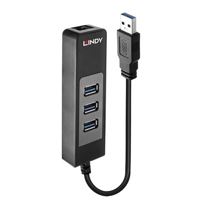 Attēls no Lindy USB 3.1 Hub & Gigabit Ethernet Adapter
