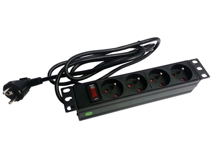 Picture of Alantec Listwa zasilajca 10" 230V - 4 gniazda (typu E - CEE 7/5), z wycznikiem LED, kabel 1,8m CEE 7/7 (PZ04)