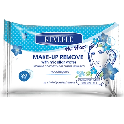 Picture of Mitrās salvetes Revuele Wet wipes MAKE-UP hypoallergenic 20g