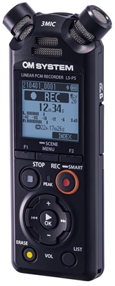 Attēls no Olympus Linear PCM Recorder LS-P5 Rechargeable, Microphone connection, Stereo, FLAC / PCM (WAV) / MP3, Black, MP3 playback, 59 Hrs 35 min
