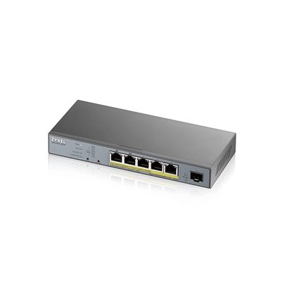 Attēls no Zyxel GS1350-6HP-EU0101F network switch Managed L2 Gigabit Ethernet (10/100/1000) Power over Ethernet (PoE) Grey