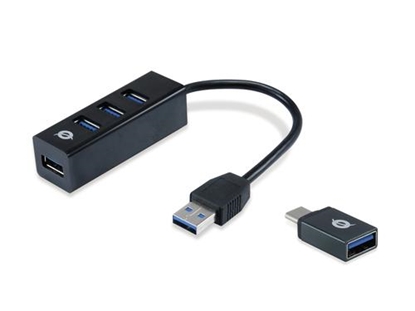 Picture of Conceptronic HUBBIES 4-Port USB 3.0 Hub with USB-C OTG Adapter