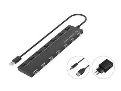 Picture of Conceptronic HUBBIES 7-Port USB 2.0 Hub with Power Adapter