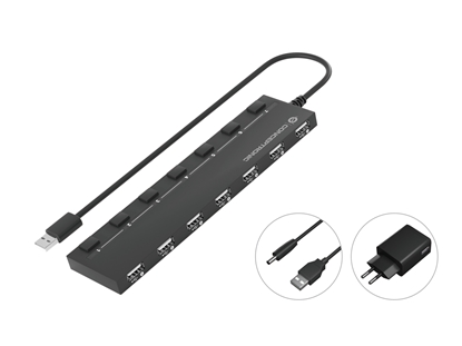 Изображение Conceptronic HUBBIES08BP  7-Port USB-2.0-Hub with Power Adapter