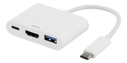 Picture of Deltaco USBC-HDMI3 interface hub USB 3.2 Gen 1 (3.1 Gen 1) Type-C White