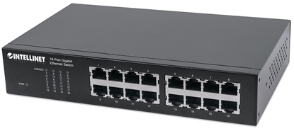 Picture of Intellinet 16-Port Gigabit Ethernet Switch, 16-Port RJ45 10/100/1000 Mbps, IEEE 802.3az Energy Efficient Ethernet, Desktop, 19" Rackmount (Euro 2-pin plug)
