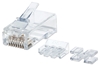 Picture of Intellinet RJ45 Modular Plugs, Cat6A, UTP, 3-prong, for solid wire, 15 µ gold plated contacts, 80 pack