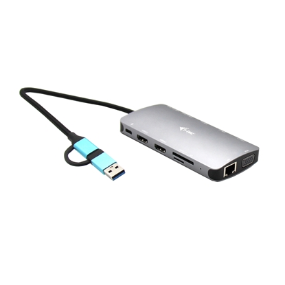 Attēls no i-tec USB 3.0 USB-C/Thunderbolt 3x Display Metal Nano Dock with LAN + Power Delivery 100 W