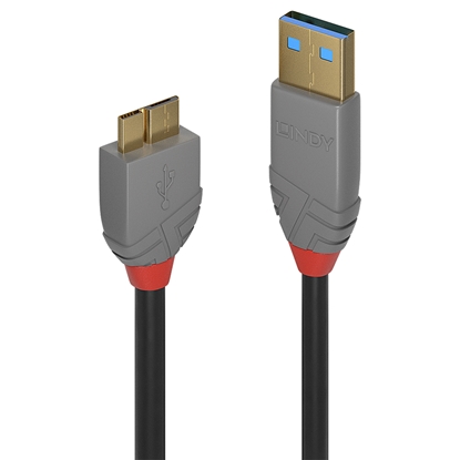 Attēls no Lindy 3m USB 3.2 Type A to Micro-B Cable, Anthra Line