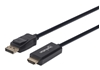 Изображение Manhattan DisplayPort 1.2 to HDMI Cable, 4K@60Hz, 1m, Male to Male, DP With Latch, Black, Not Bi-Directional, Three Year Warranty, Polybag