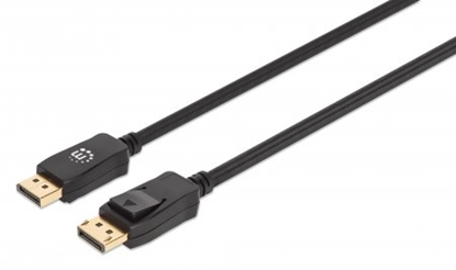 Attēls no Manhattan DisplayPort 1.4 Cable, 8K@60hz, 1m, Braided Cable, Male to Male, Equivalent to Startech DP14MM1M, With Latches, Fully Shielded, Black, Lifetime Warranty, Polybag