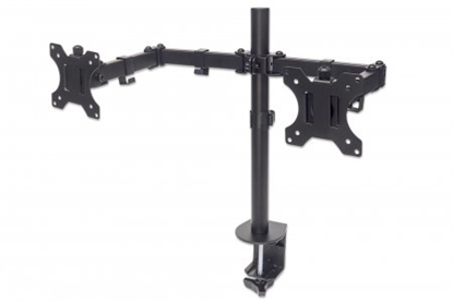 Picture of Manhattan TV & Monitor Mount, Desk, Full Motion, 2 Screens, Screen Sizes: 10-27", Black, Clamp Assembly, Dual Screen, VESA 75x75 to 100x100mm, Max 8kg (each), Lifetime Warranty