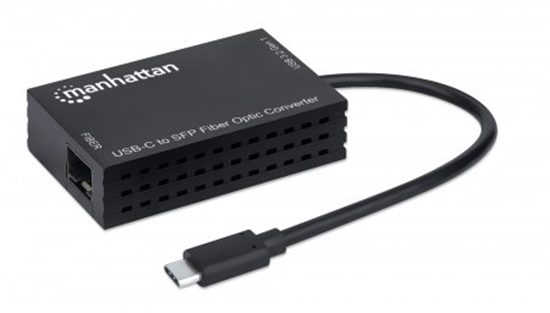 Picture of Manhattan USB-C to SFP Fibre Optic Converter, 5 Gbps (USB 3.2 Gen1 aka USB 3.0), Gigabit (1000 Mbps) Ethernet Optical Network Connection, Open SFP Slot, Equivalent to US1GC30SFP, SuperSpeed USB, Fiber, Black, Three Year Warranty