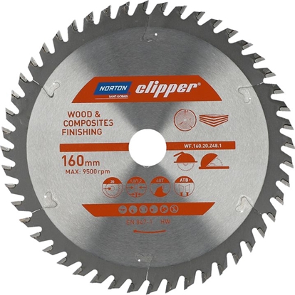 Изображение Norton Clipper NORTON PIA TARCZOWA 160mm x 20mm x 48z DREWNO I KOMPOZYTY ATB (1,8 / 1,2) N70184608086