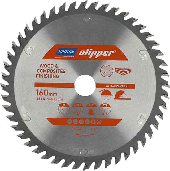 Изображение Norton Clipper NORTON PIA TARCZOWA 160mm x 20mm x 48z DREWNO I KOMPOZYTY ATB (2,6 / 1,6) N70184608087