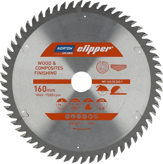 Изображение Norton Clipper NORTON PIA TARCZOWA 160mm x 20mm x 60z DREWNO I KOMPOZYTY ATB (2,2 / 1,6) N70184608089